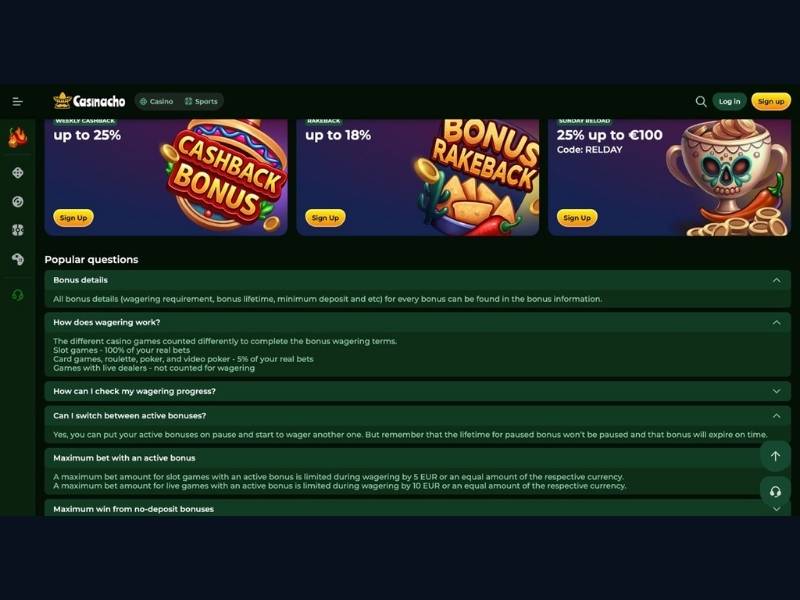 Welcome package at Casinacho Casino for live casino players in Canada — when it works and when to decline